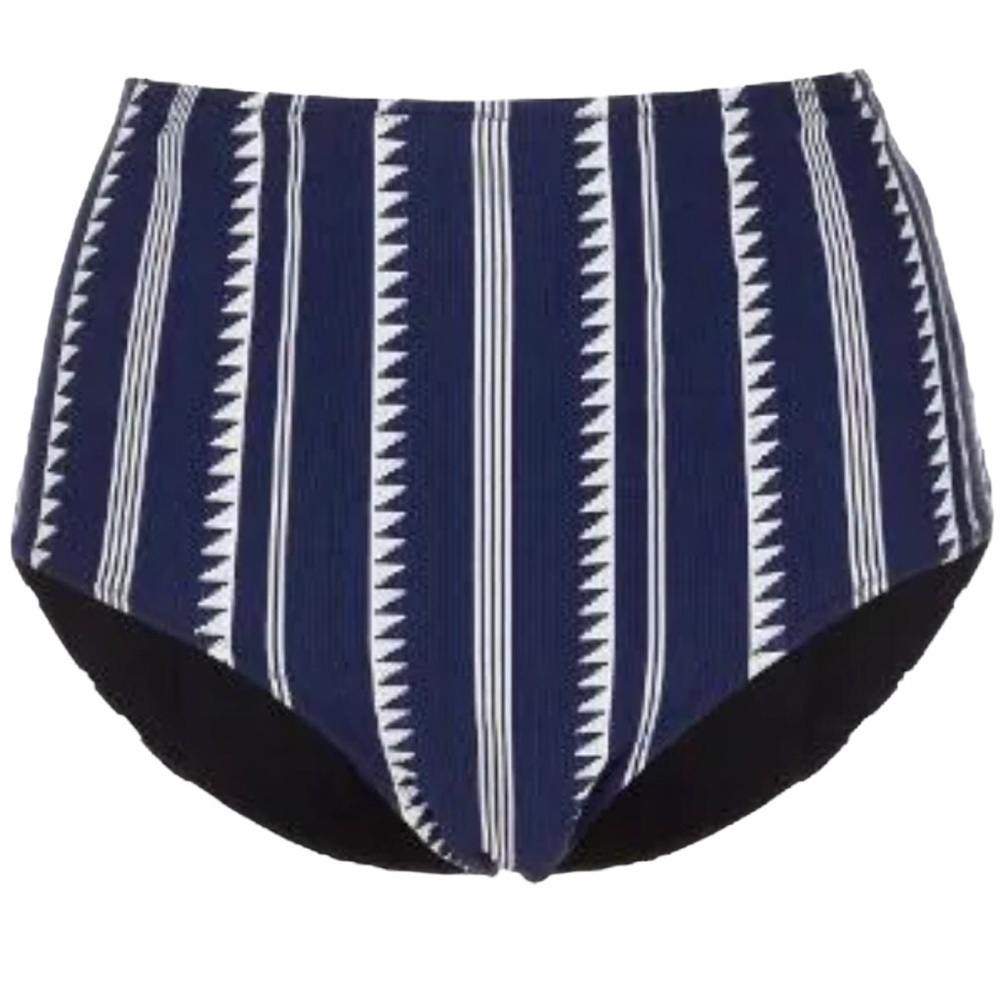 Lemlem Nunu High Waist Bikini Bottom Navy Blue Size Small Bow Tie Swimwear